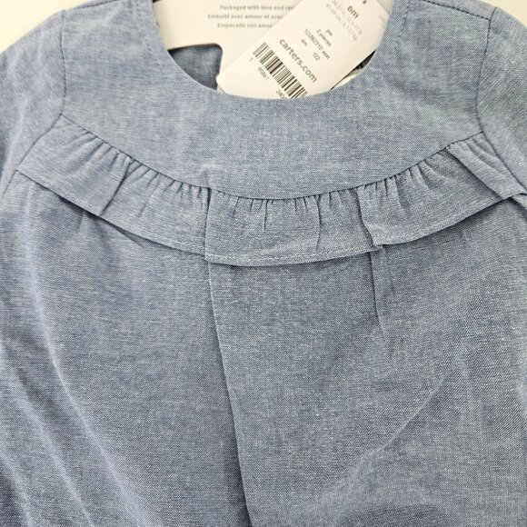 Carters Baby Girls 2-Piece Chambray Top & Floral Leggings Outfit Set 6 Month - Picture 4 of 7